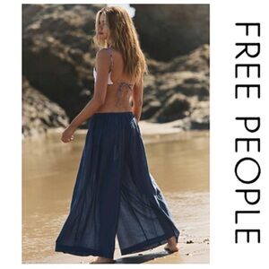Free People Deep Blue Wide-Leg Pants